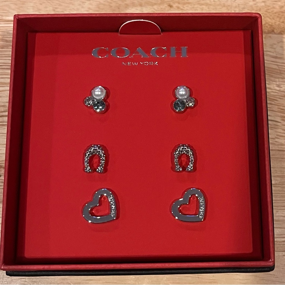 Coach Gift Set of 3 pairs of stud earrings.